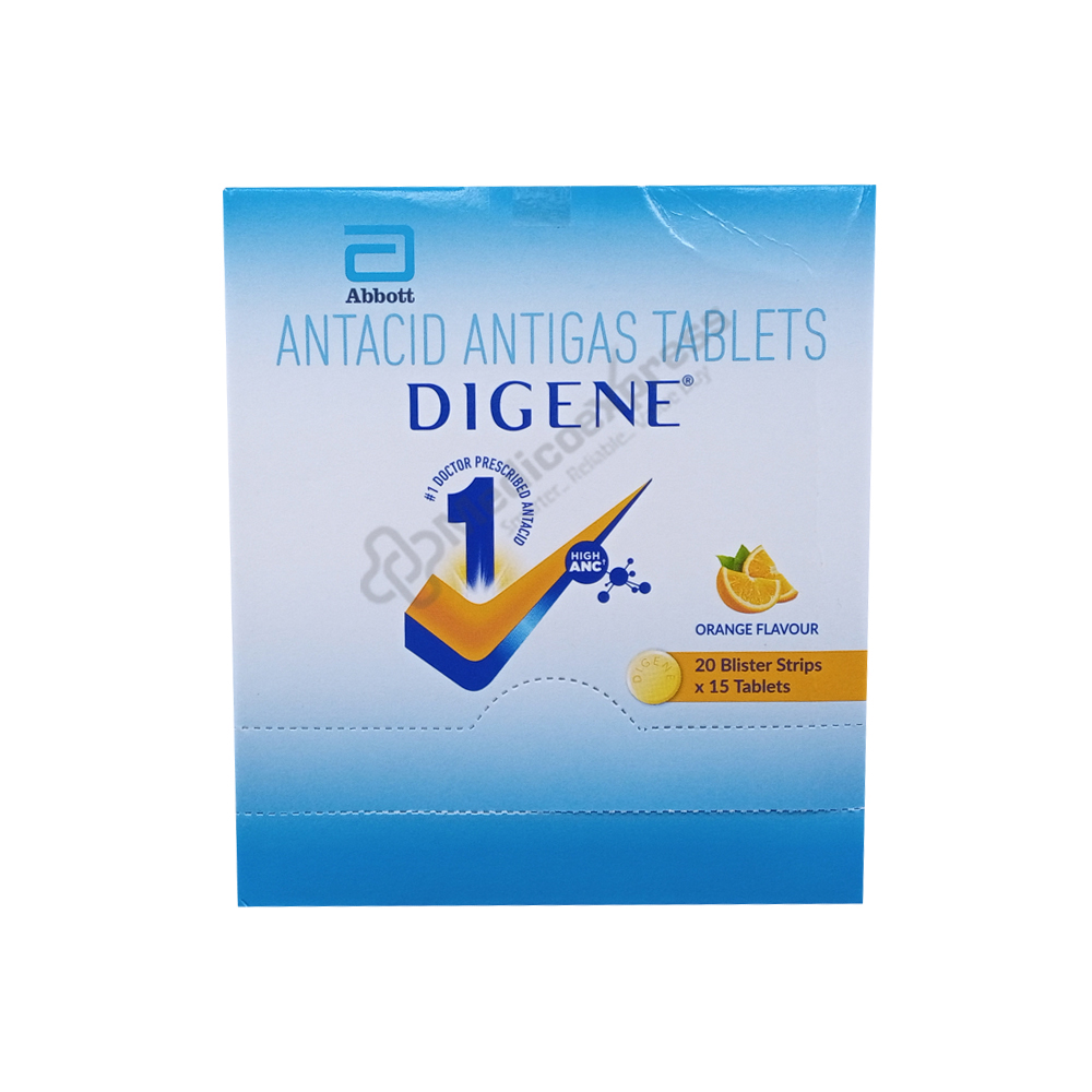 Digene Tablets Acidity & Gas Relief Orange Flavour 15's