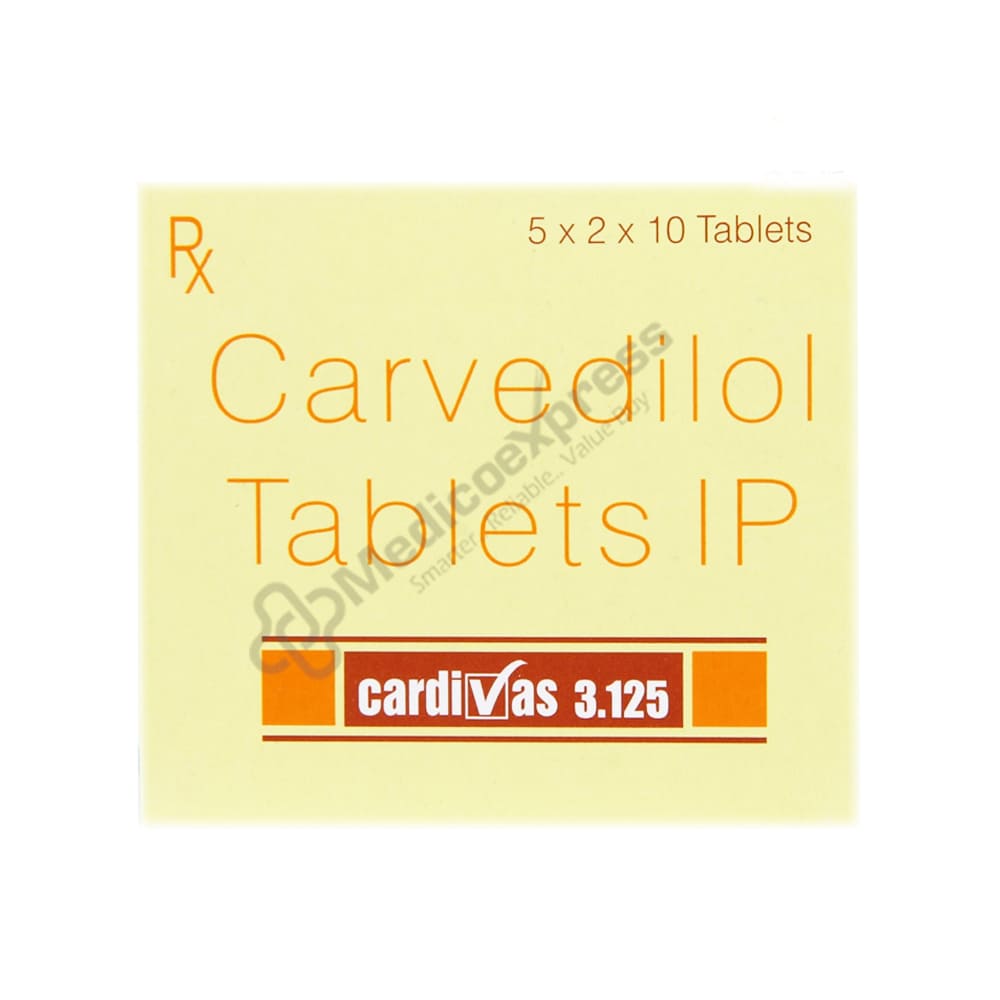 Cardivas 3.125mg Tablet 10's